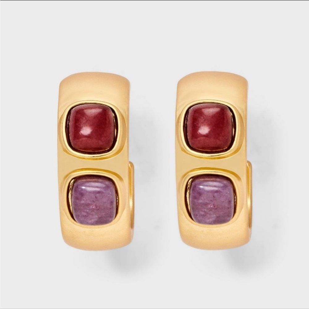 ✨NWT✨Universal Thread Semi-precious Lepidolite Stone Embellished Hoop Earrings